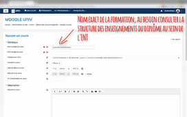 Moodle enseignant - Créer un cours sur Moodle