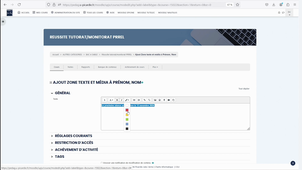 Tuto moodle / Epione : insérer une zone texte et média