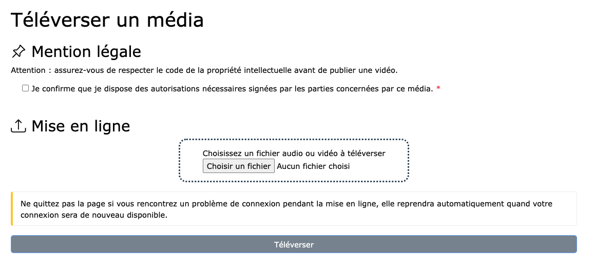 Formulaire d'ajout d'une vidéo