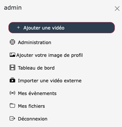 Menu mes vidéos